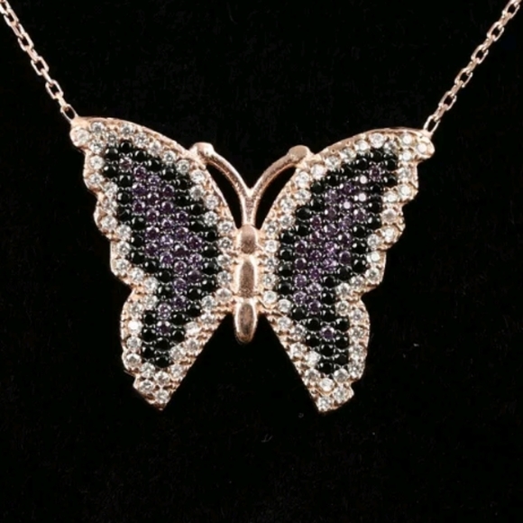White Topaz, black onyx & amethyst butterfly - Picture 4 of 4